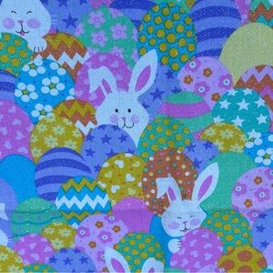 Eadter Table Runner Spring Rabbit Bunny Easter Eggs pink green purple yellow
